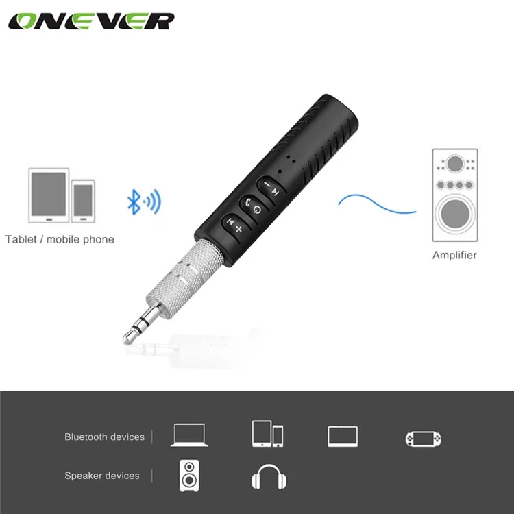Clip-on 3.5mm Jack Bluetooth Music Receiver Car Audio Receiver Adapter for Headphone Home Car Stereo