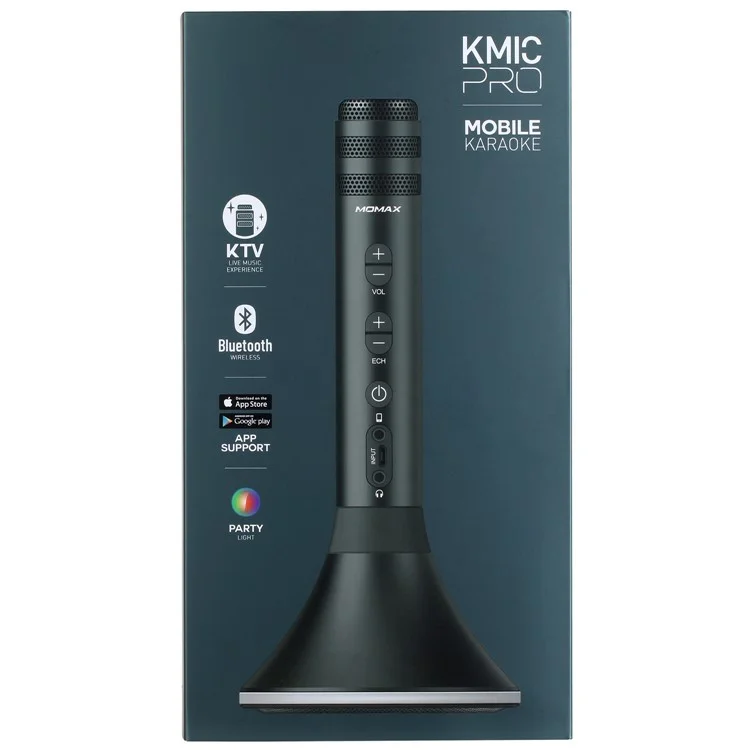 MOMAX K-MIC PRO Wireless Karaoke Microphone Kit with Mobile Phone Holder - Black