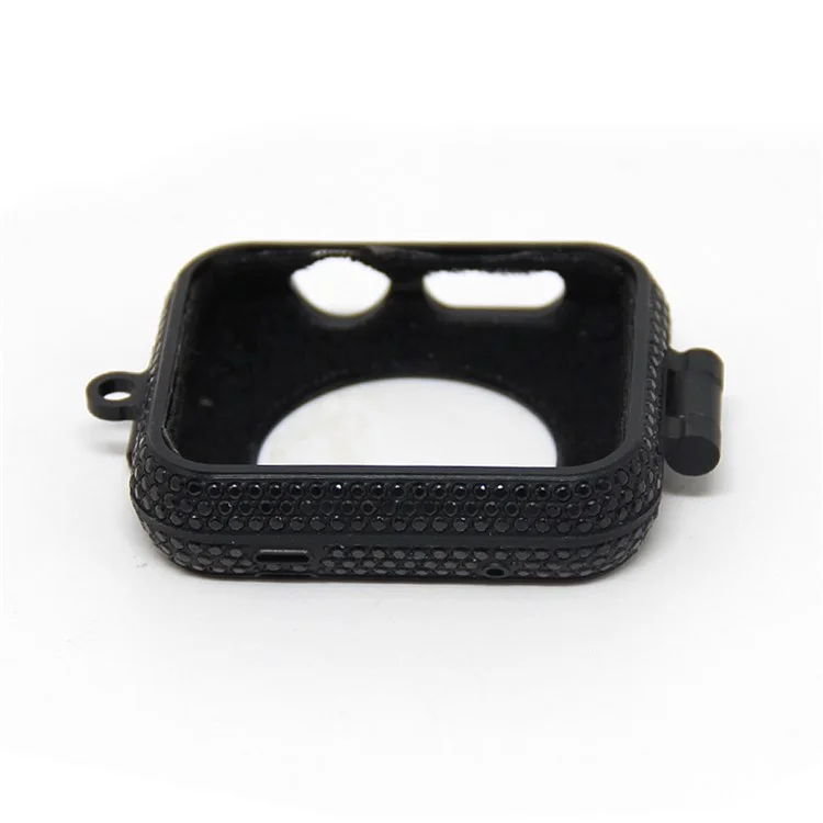 Luxury Diamond Pocket Watch Protective Case with Chain for Apple Watch Series 3/2/1 38mm - Black