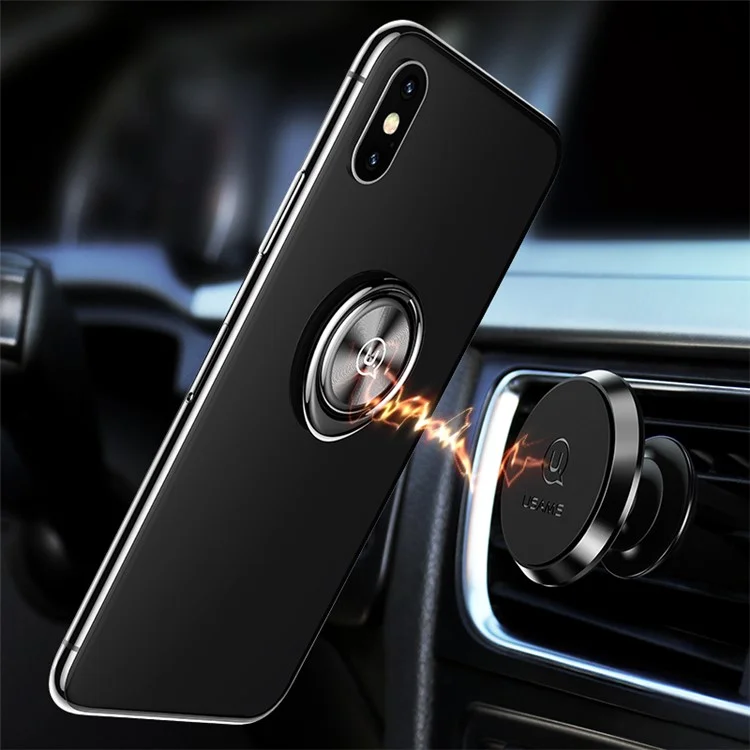 USAMS US-ZJ027 360 Degree Rotary CD Stripe Gyro Phone Ring Holder Finger Grip - Black