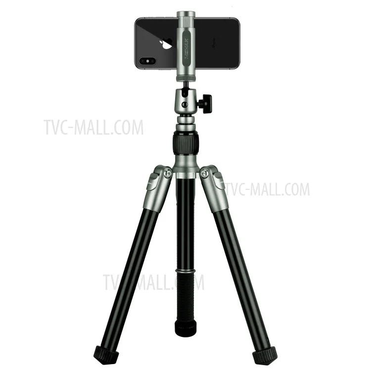 Momax Tripod Hero Tripod Monopod Monopod Camera Photography Support Stand Selfie Stick Avec Clip de Téléphone - Gris