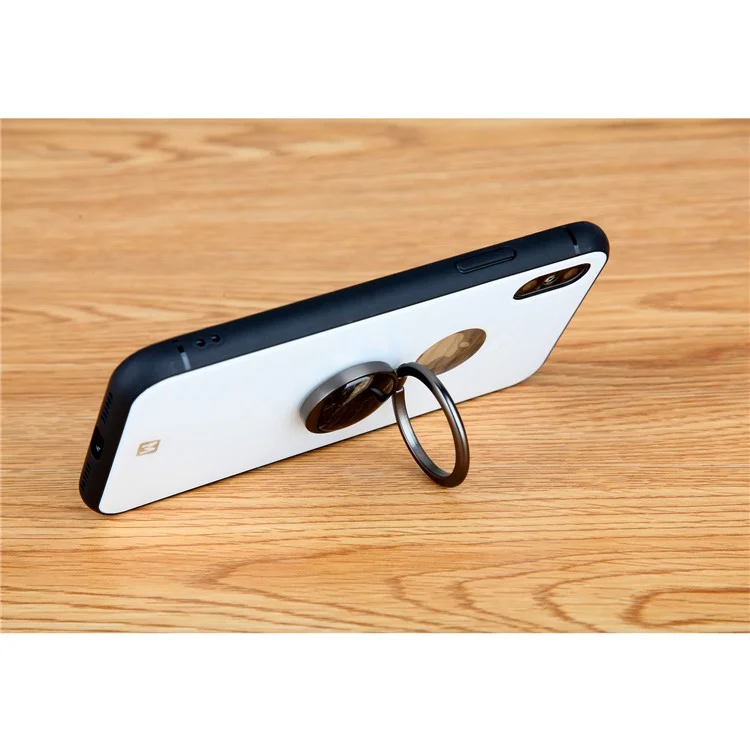 MOMAX Marble Texture Rotary Finger Grip Ring Desktop Stand for iPhone Samsung - Black