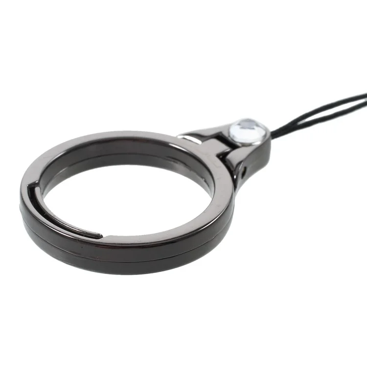 WUW Z02 Rhinestone Decor Finger Ring Stand with Lanyard for iPhone Samsung Huawei - Tarnish