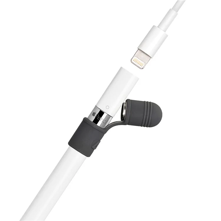 Silicone Charging Cradle Stand Holder Anti-Lost Nib Cap Cover for Apple Pencil - Black