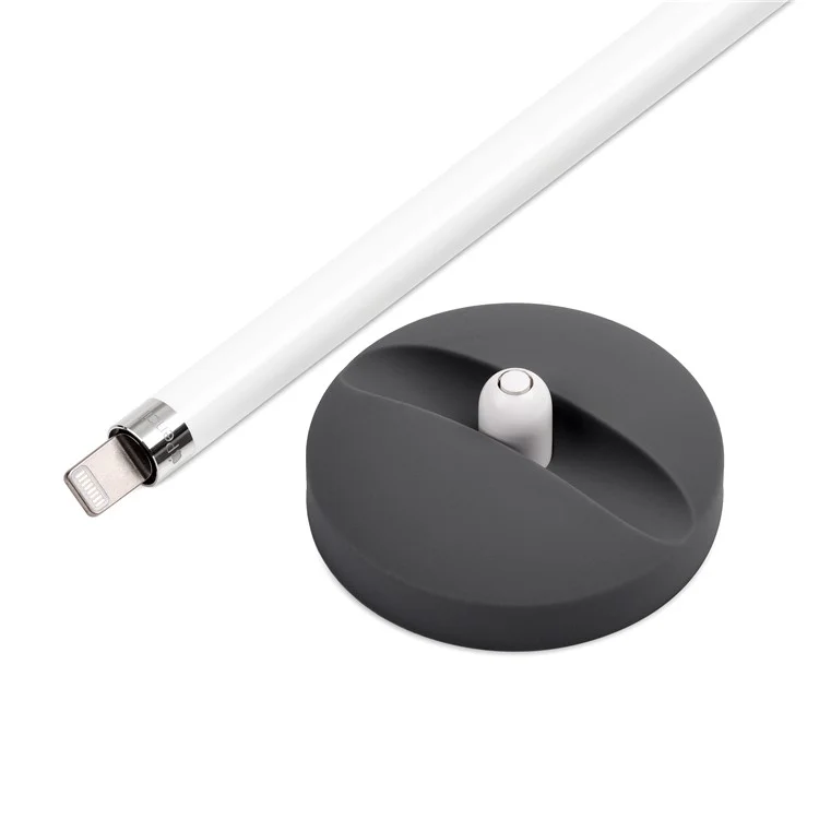 Silicone Charging Cradle Stand Holder Anti-Lost Nib Cap Cover for Apple Pencil - Black