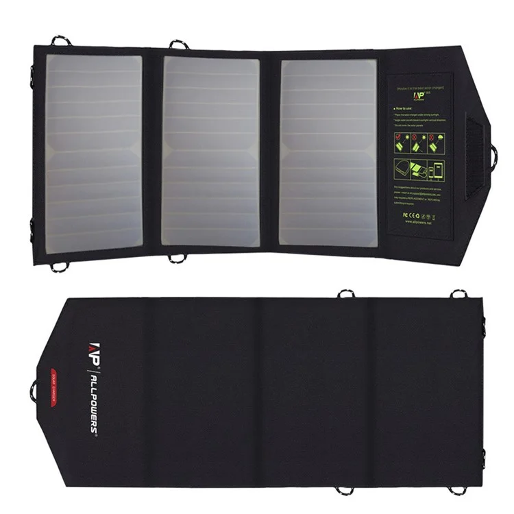 21W 5V Solar Power Foldable Portable Waterproof Solar Charger with Dual Ports