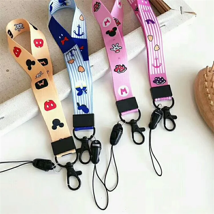Universal Cartoon Pattern Short Strap Holder for Phone Card Keys - Pink