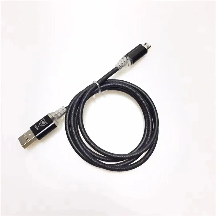 1M LED Light Braided Micro USB Data Charging Cable for Samsung HTC Huawei - Black