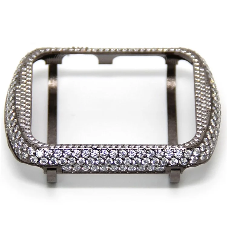Shiny Rhinestone Decorated Metal Protective Case for Apple Watch Series 3/2/1 38mm - Black
