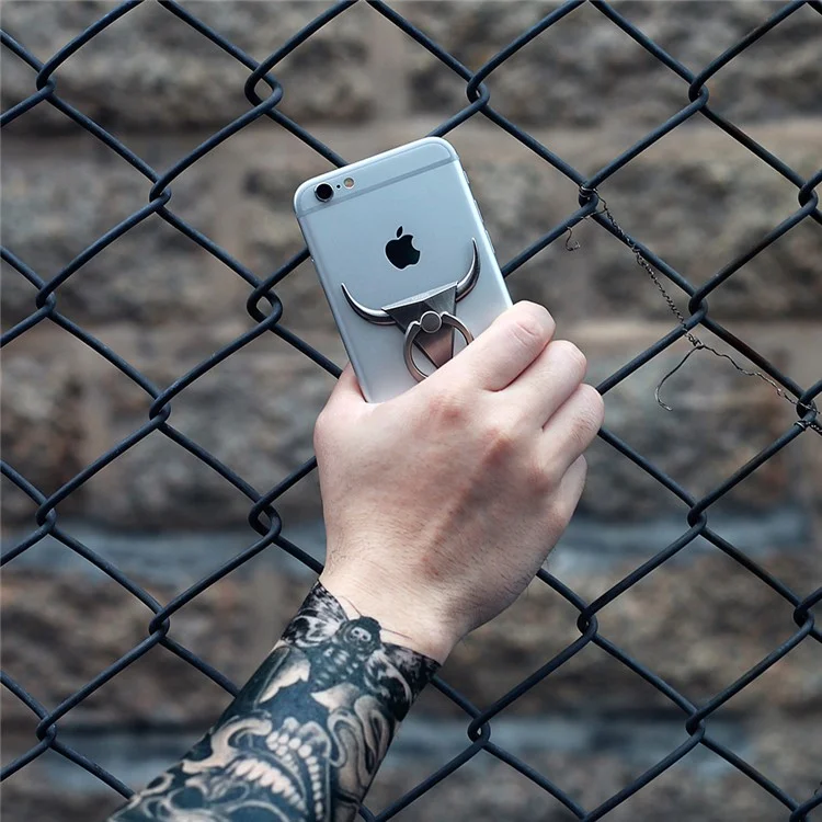 BCASE S016 Bull 0.23cm Metal Finger Grip Ring Desktop Mount for iPhone Samsung Huawei etc - Silver