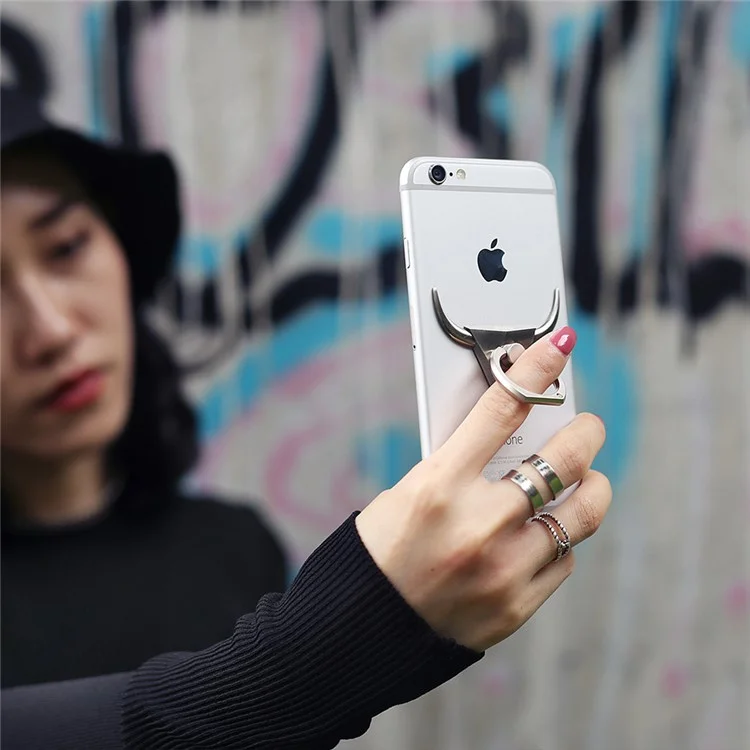 BCASE S016 Bull 0.23cm Metal Finger Grip Ring Desktop Mount for iPhone Samsung Huawei etc - Silver