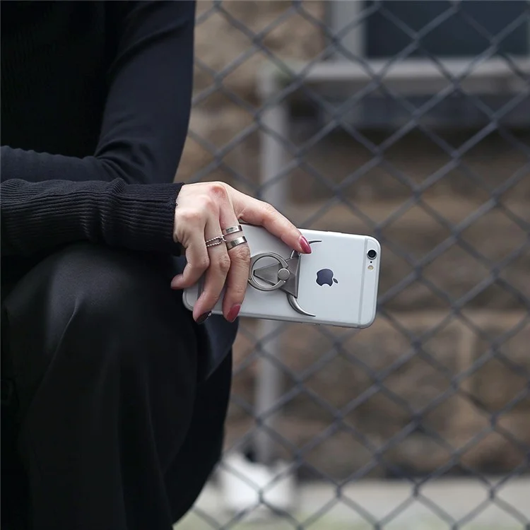 BCASE S016 Bull 0.23cm Metal Finger Grip Ring Desktop Mount for iPhone Samsung Huawei etc - Silver