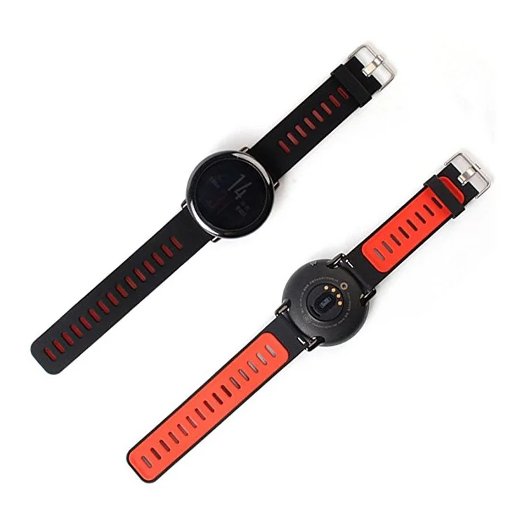 22mm Two-tone Silicone Watch Band Strap for Xiaomi Huami Amazfit - Black / Red