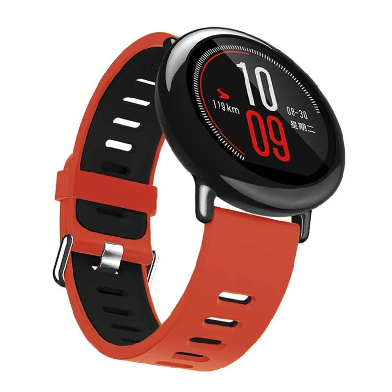22mm Two-tone Silicone Watch Strap Replacement for Xiaomi Huami Amazfit - Red / Black
