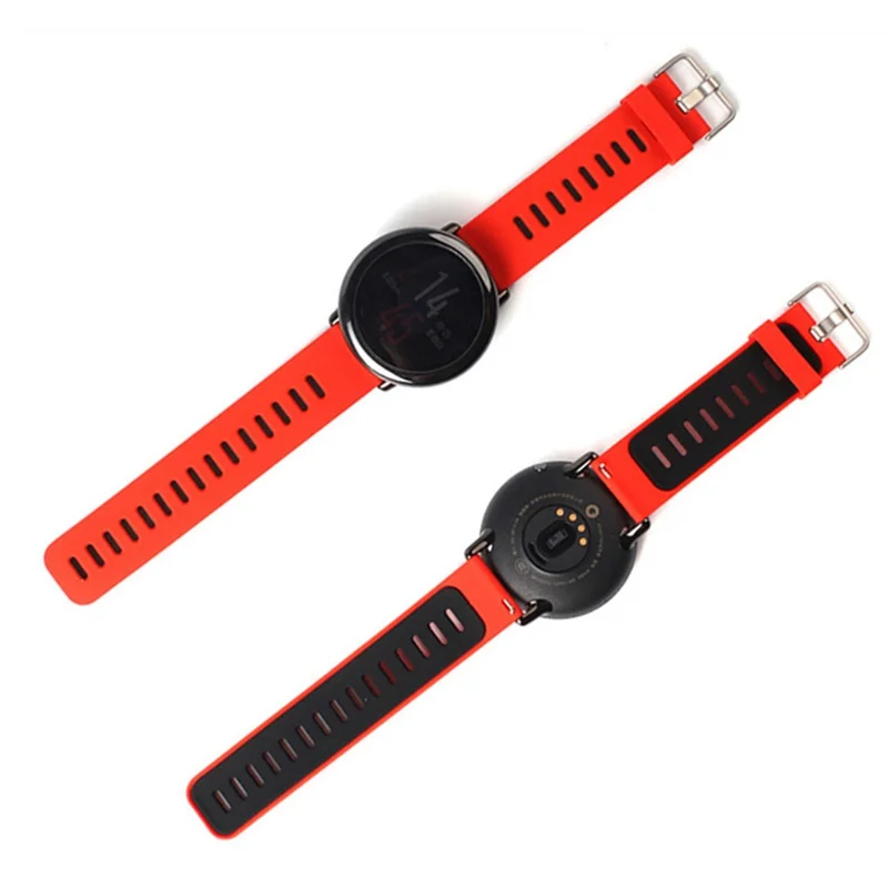 22mm Two-tone Silicone Watch Strap Replacement for Xiaomi Huami Amazfit - Red / Black