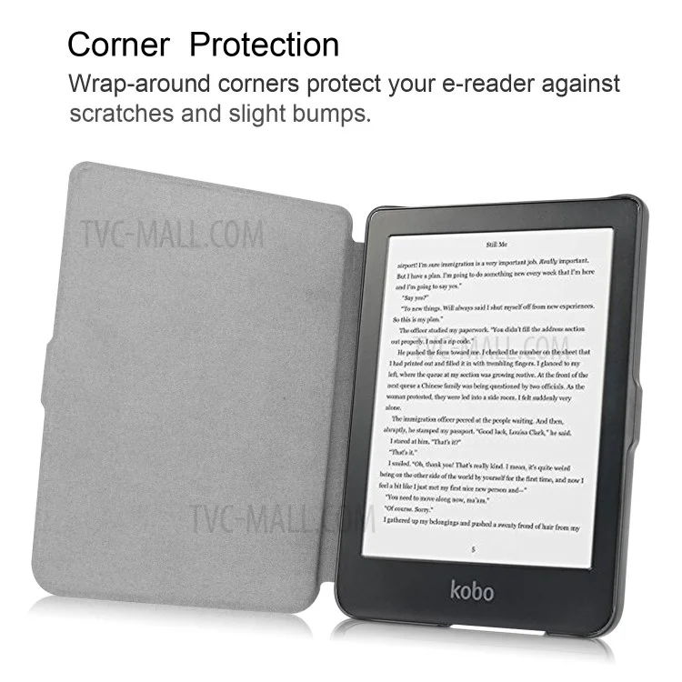 PU Leather Smart Magnetic Flip Ereader Case for Kobo Clara HD - White