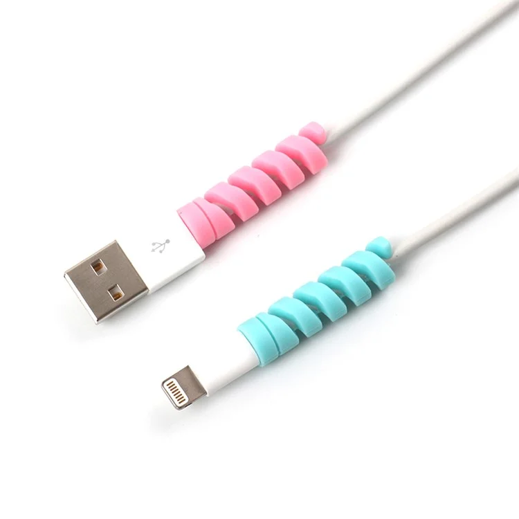 4Pcs/Lot Flexible Silicone Spiral Cord Keeper Data Cable Protector