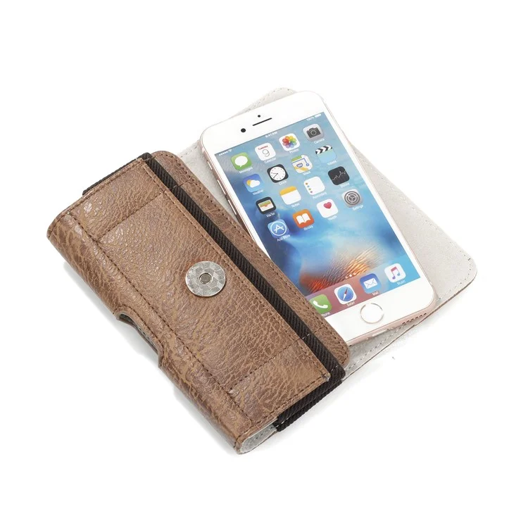 4.7 inch Universal Stone Grain PU Leather Holster Pouch with Card Slots for iPhone 8 / 7 / LG K3 etc - Brown