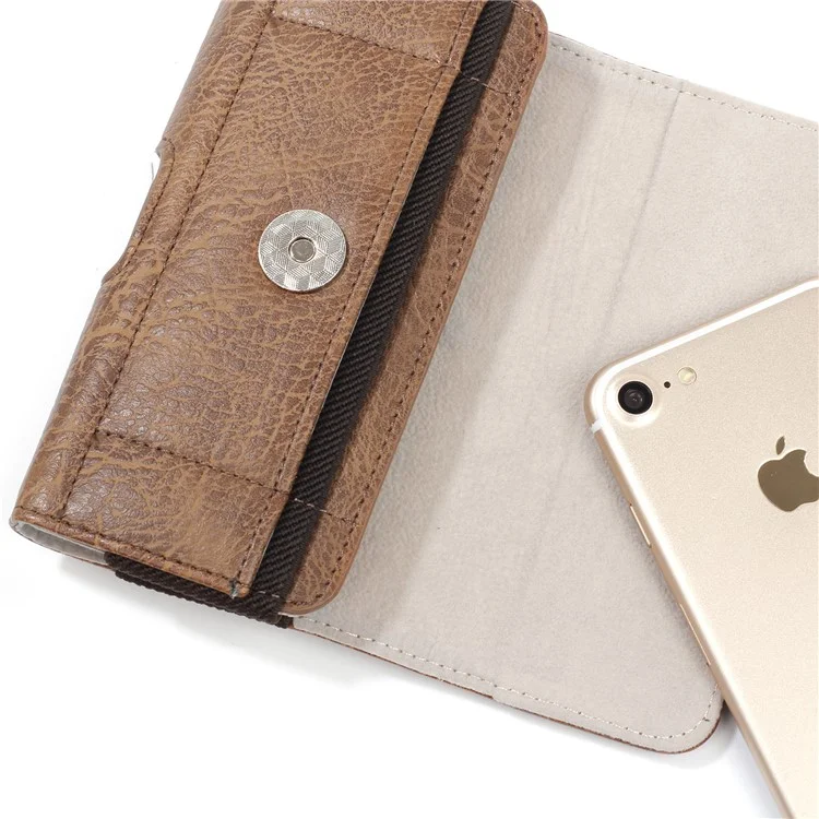 4.7 inch Universal Stone Grain PU Leather Holster Pouch with Card Slots for iPhone 8 / 7 / LG K3 etc - Brown