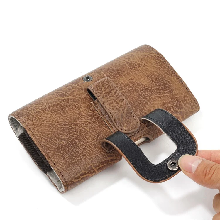 Soupchée Holster en Cuir PU en Cuir PU de 4,7 Pouces Avec Des Emplacements Pour L'iphone 8 / 7 / lg K3 Etc - Brun