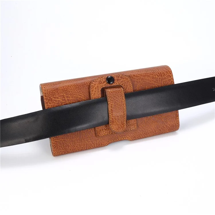 6,3 Zoll Universal Stone Grain PU Leder Holster Tasche mit Kartenschlitzen Handytasche - Hellbraun