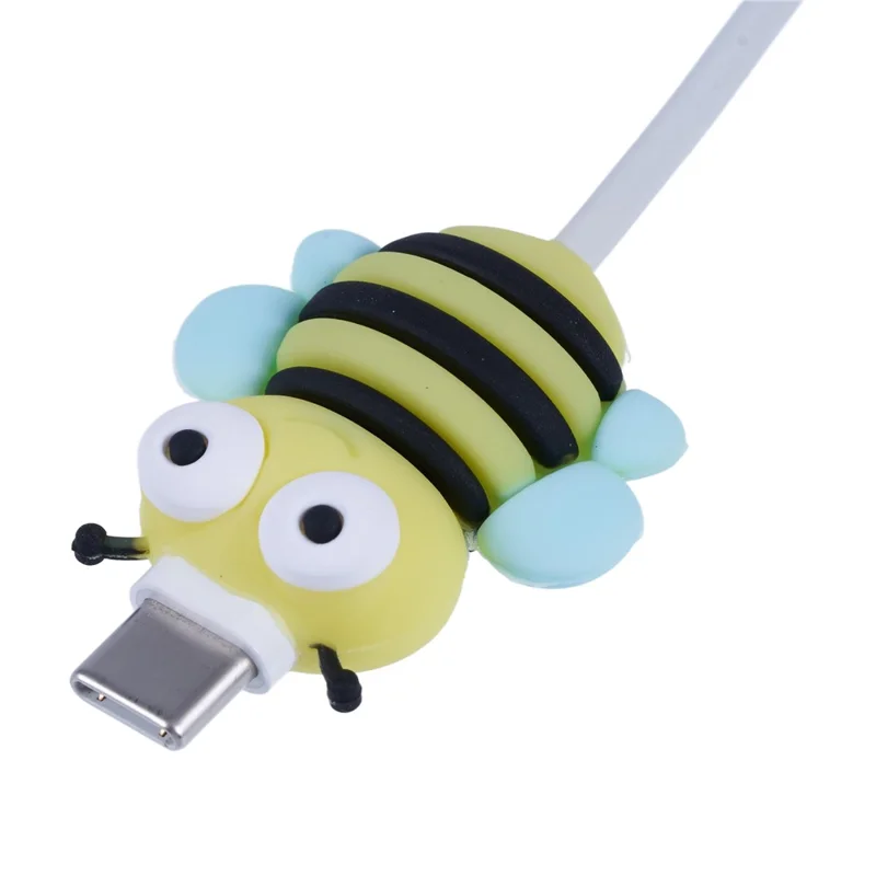 Cute Insect Pattern Charging Cord Protector USB Data Wire Protection Cover - Bee