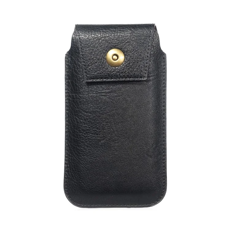 Bolsa de Telefonia de Couro PU de 6,5 Polegadas, Tamanho: 19 x 11 x 2cm - Preto