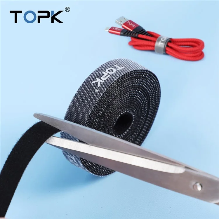 TOPK 5M  Strap Cable Tie Strong Adhesion Self-adhesive Loop & Hook Sticker