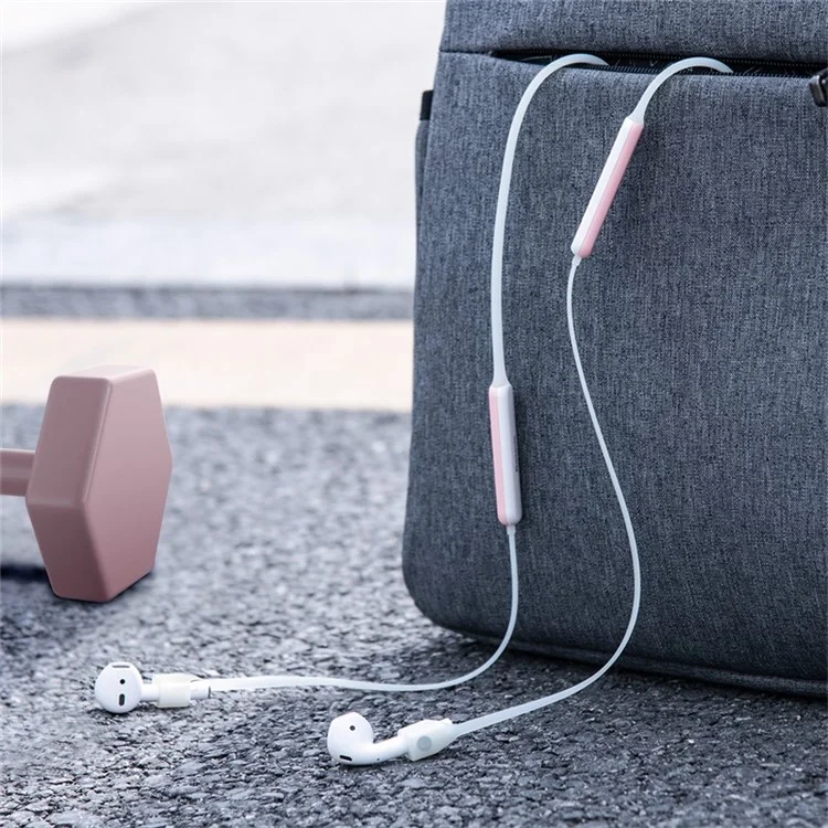 Custodia A Cordino In Silicone Con Anello Fluorescente Da Baseus Per Apple Airpods Con Custodia Di Ricarica (2019) / AirPods Con Custodia Di Ricarica Wireless (2019) / AirPod Con Custodia Di Ricarica (2016) - Bianco / Pink.