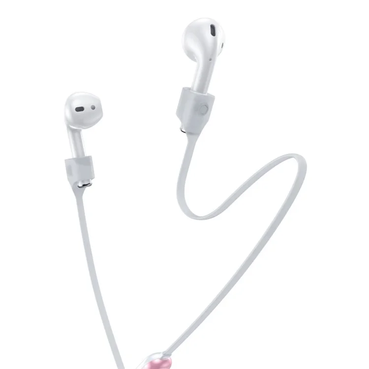 Custodia A Cordino In Silicone Con Anello Fluorescente Da Baseus Per Apple Airpods Con Custodia Di Ricarica (2019) / AirPods Con Custodia Di Ricarica Wireless (2019) / AirPod Con Custodia Di Ricarica (2016) - Bianco / Pink.