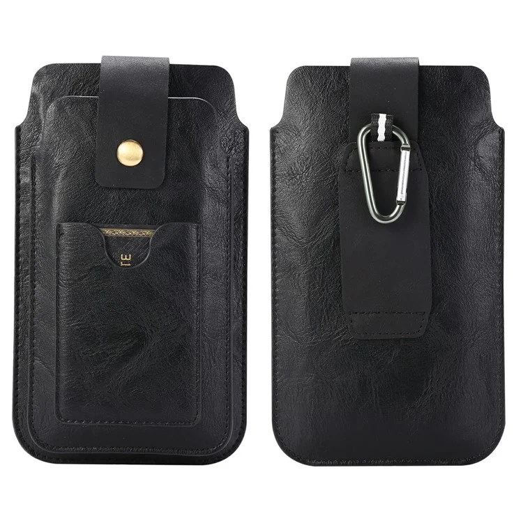 Capa de Bolsa de Couro PU Com Moçante Para Smartphone de 5,2-6,4 Polegadas - Preto