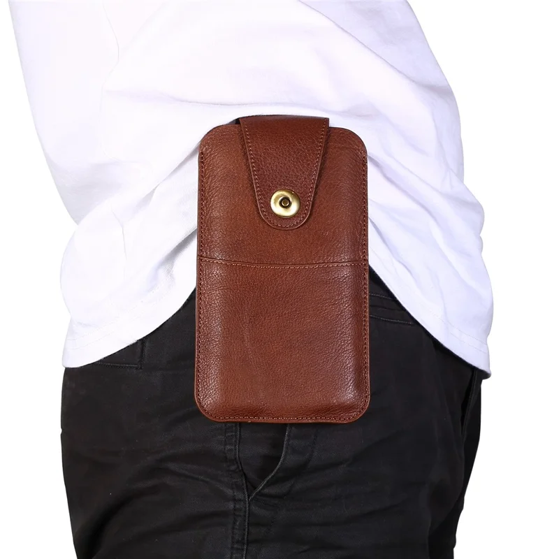 Top-Layer-Rindsleder-Taschen-Tasche Für 6,5 Zoll Smartphone [Simple Type 1] - Braun