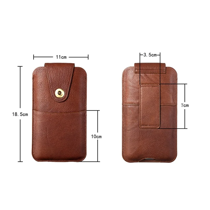 Top-Layer-Rindsleder-Taschen-Tasche Für 6,5 Zoll Smartphone [Simple Type 1] - Braun