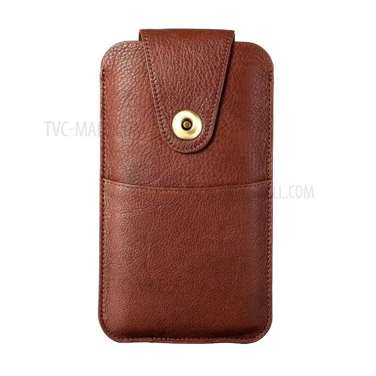 Top-Layer-Rindsleder-Taschen-Tasche Für 5,2 Zoll Smartphones [Simple Type 1] - Braun
