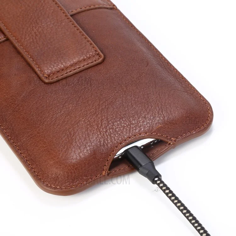 Top-Layer-Rindsleder-Taschen-Tasche Für 5,2 Zoll Smartphones [Simple Type 1] - Braun