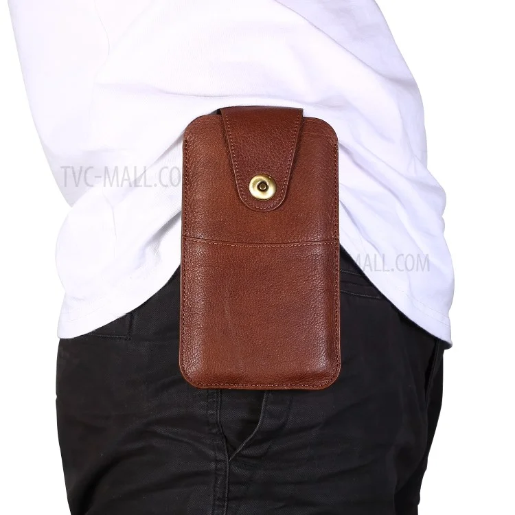 Top-Layer-Rindsleder-Taschen-Tasche Für 5,2 Zoll Smartphones [Simple Type 1] - Braun