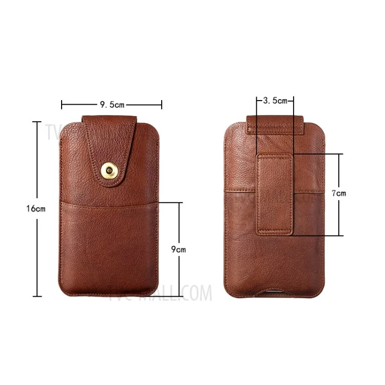 Top-Layer-Rindsleder-Taschen-Tasche Für 5,2 Zoll Smartphones [Simple Type 1] - Braun