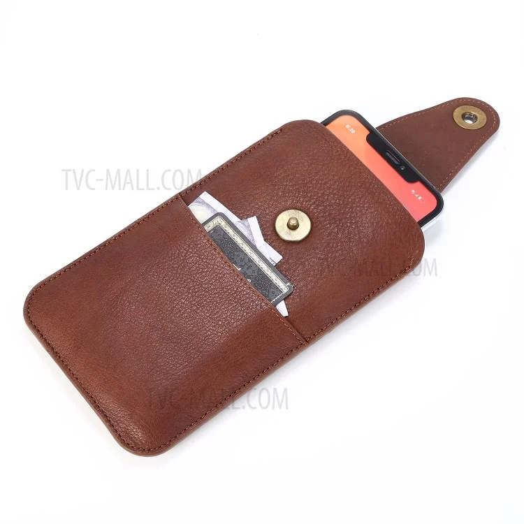 Top-Layer-Rindsleder-Taschen-Tasche Für 5,2 Zoll Smartphones [Simple Type 1] - Braun