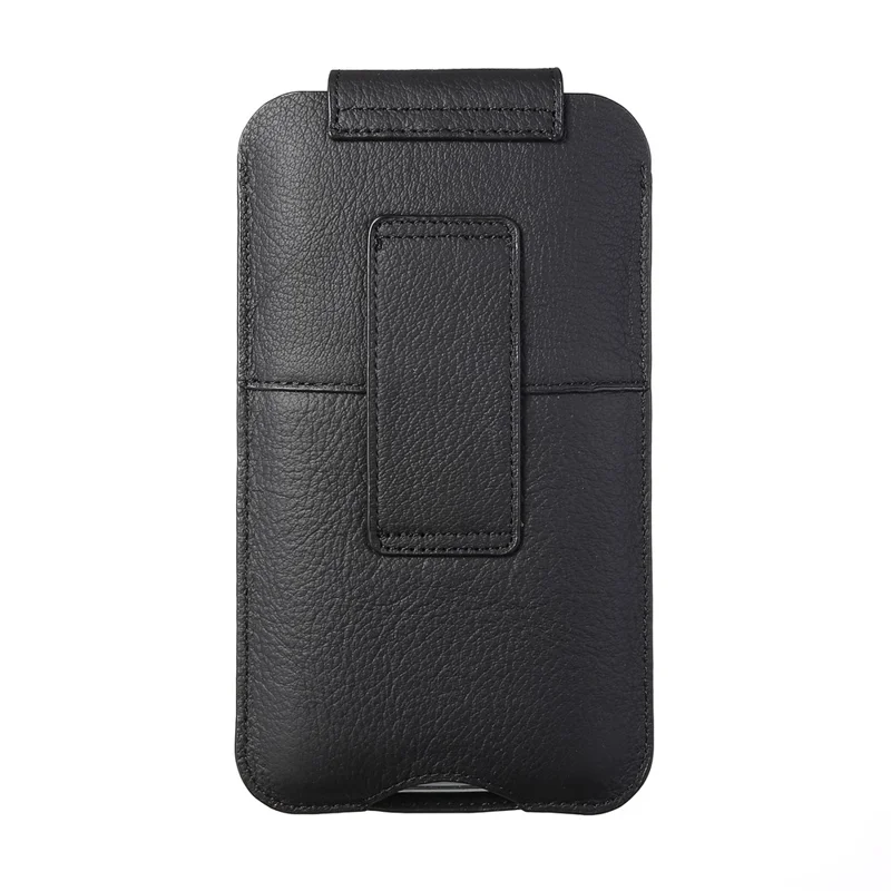 Top Layer Cowhide Leather Mobile Phone Waist Bag for 4.7 inches Smartphones [Simple Type 1] - Black