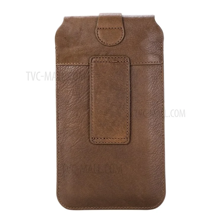 Top-Layer-Rindsleder-Taschen-Tasche Für 5,2 Zoll Smartphones [Simple Type 2] - Braun