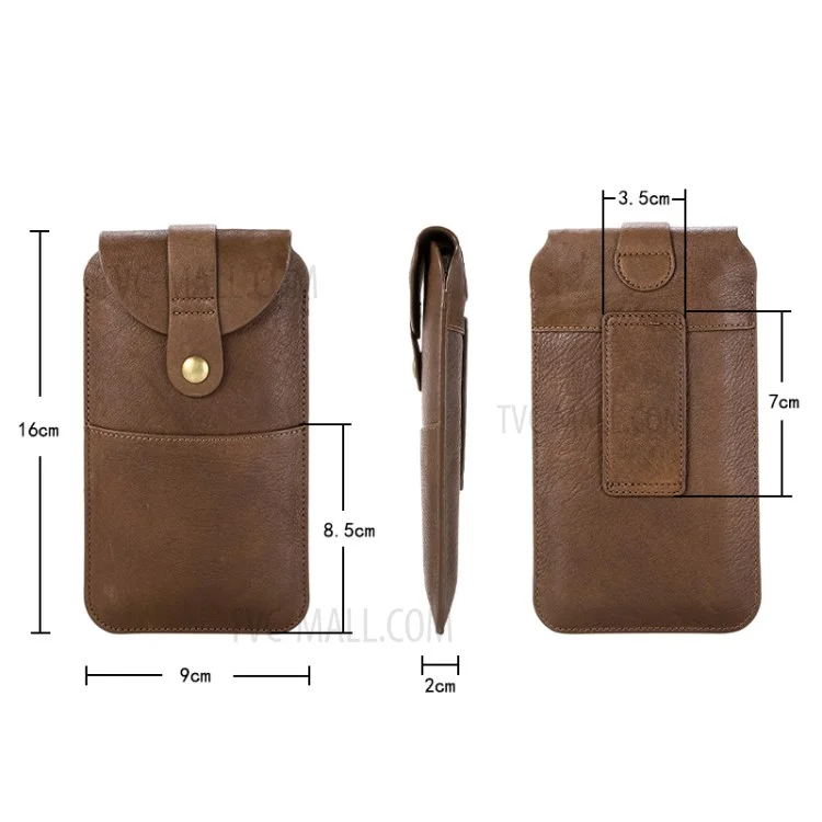Top-Layer-Rindsleder-Taschen-Tasche Für 5,2 Zoll Smartphones [Simple Type 2] - Braun