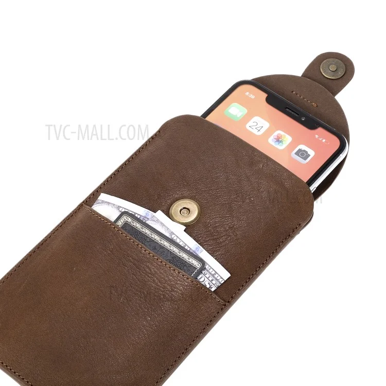 Top-Layer-Rindsleder-Taschen-Tasche Für 5,2 Zoll Smartphones [Simple Type 2] - Braun