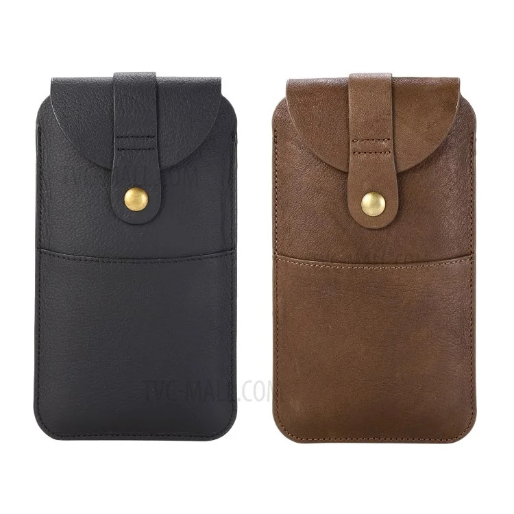 Top-Layer-Rindsleder-Taschen-Tasche Für 5,2 Zoll Smartphones [Simple Type 2] - Braun
