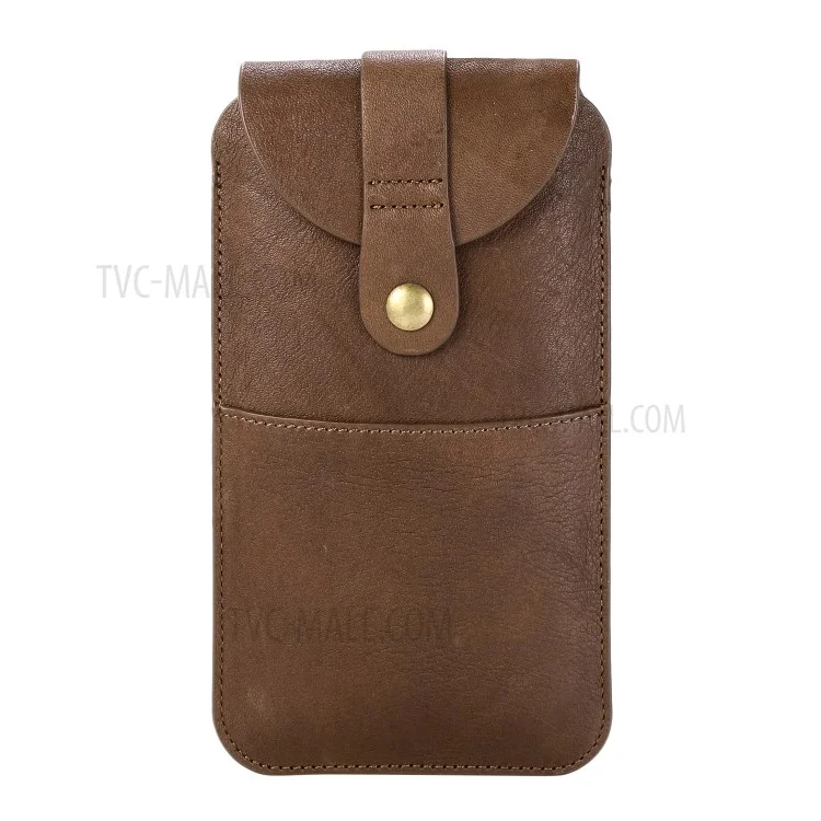 Top-Layer-Rindsleder-Taschen-Tasche Für 6,5 Zoll Smartphone [Simple Type 2] - Braun