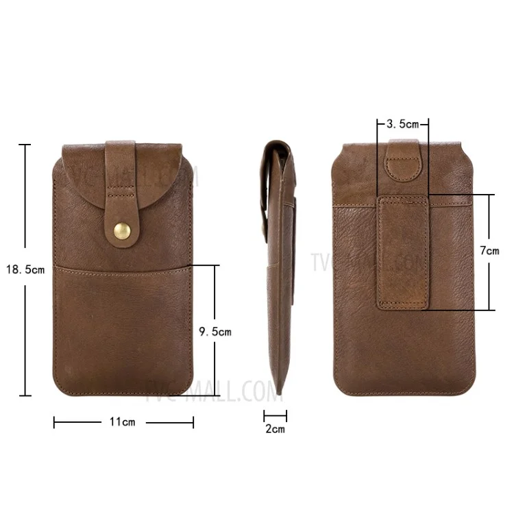 Top-Layer-Rindsleder-Taschen-Tasche Für 6,5 Zoll Smartphone [Simple Type 2] - Braun