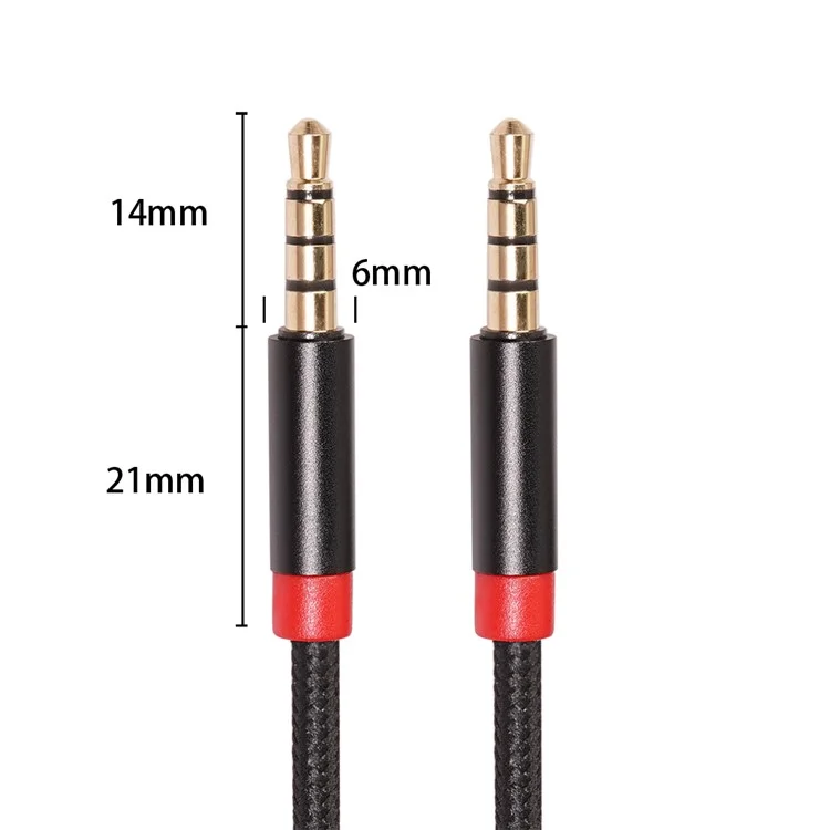 3.0M 3.5 mm Male to Male 4-Conductor Auxiliary Stereo Aux Cable