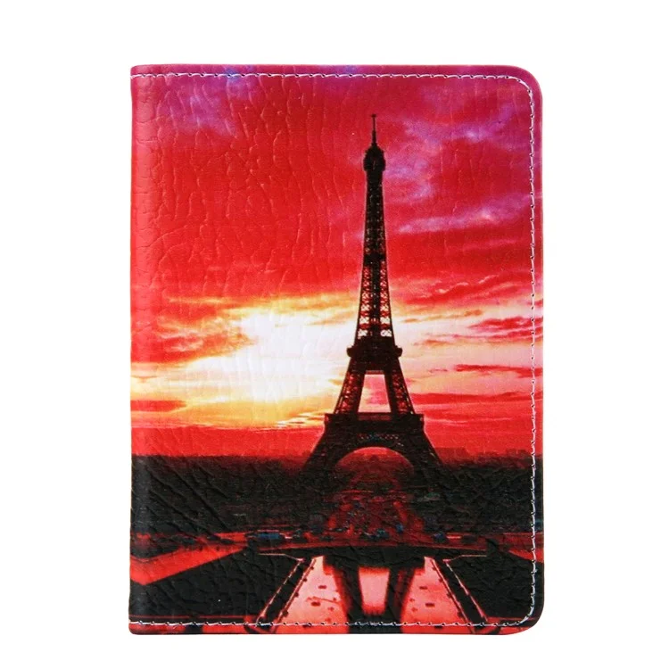 Pattern Printing Multi-function Passport Wallet Coins Purse Travel Leather Storage Case - Tower