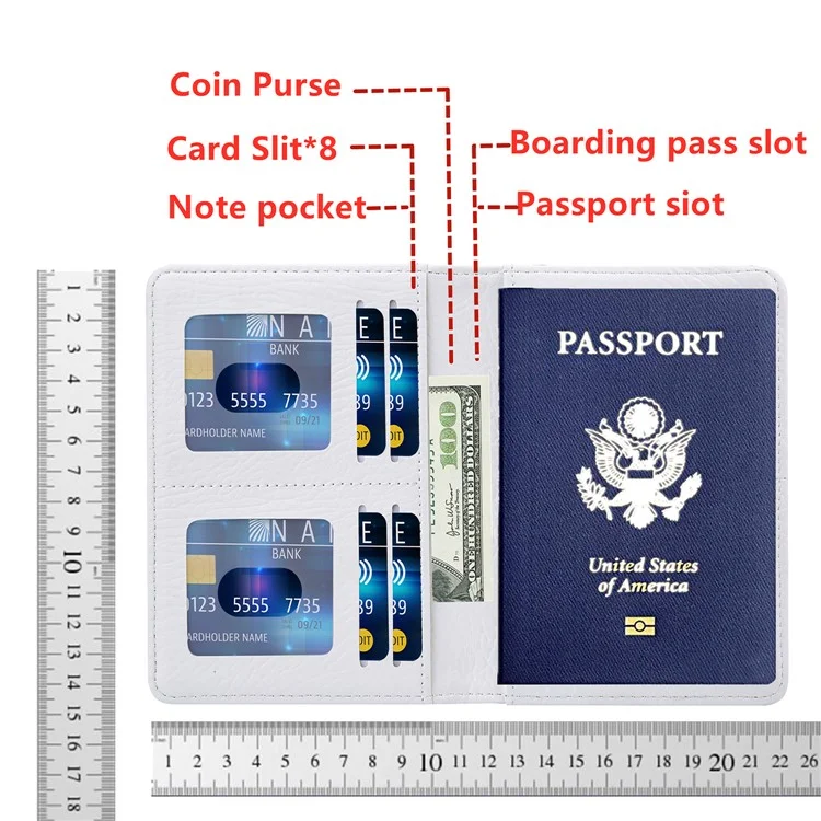 Pattern Printing Multi-function Passport Wallet Coins Purse Travel Leather Storage Case - Tower