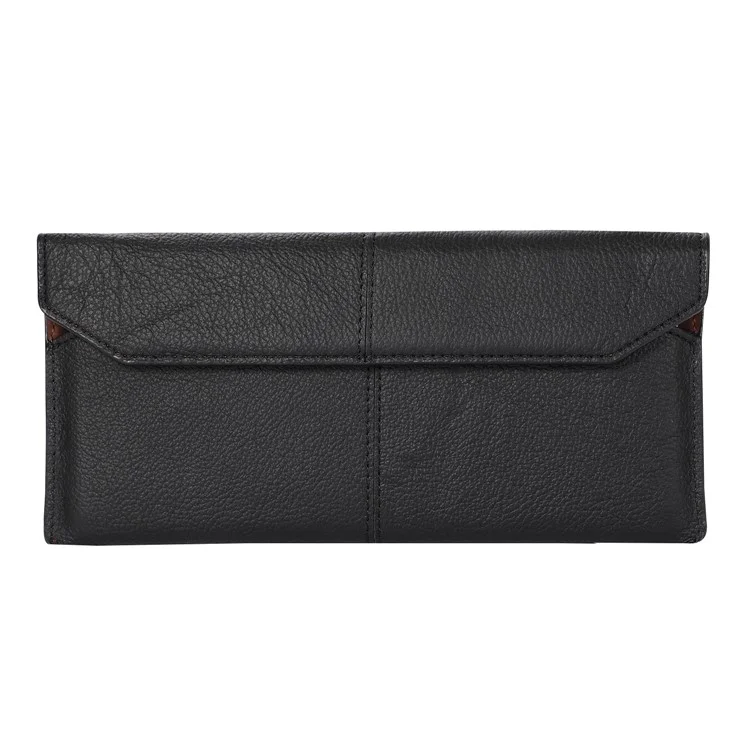 Universal Envelop Style Leather Pouch Case for iPhone 12 mini and Other Phones within 4.7 Inches- Black