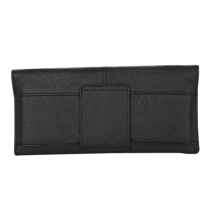 Universal Envelop Style Leather Pouch Case for iPhone 12 mini and Other Phones within 4.7 Inches- Black